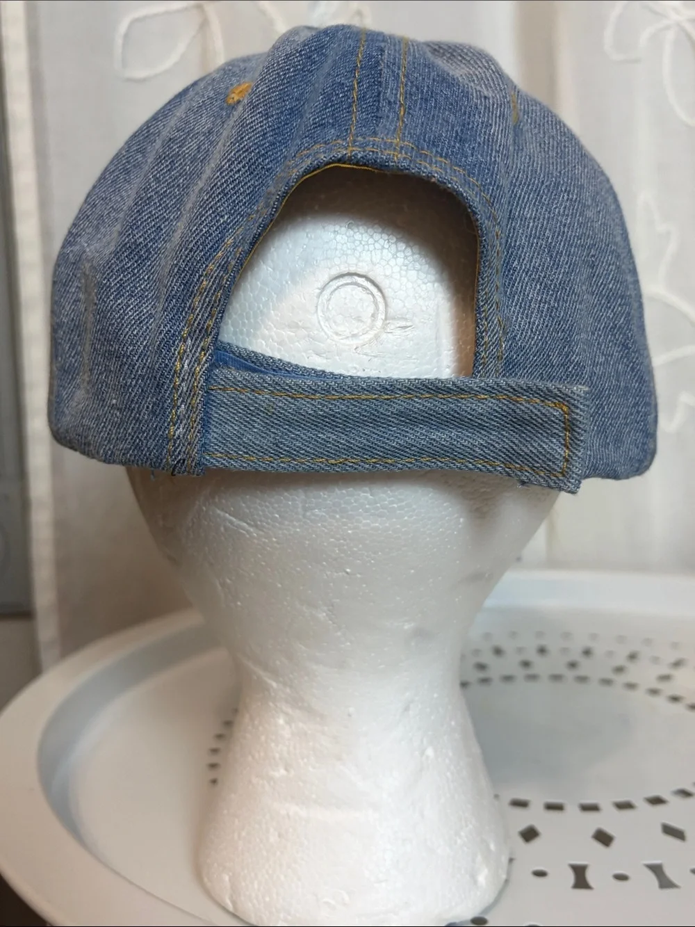 David and Young Distressed Denim and rhinestone stud Baseball Cap